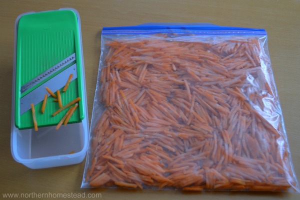 Freezing garted carrots