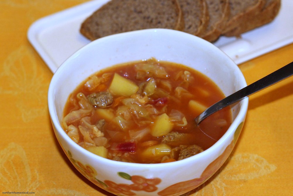 Cabbage Borscht Soup (Vegan Option) - Northern Homestead
