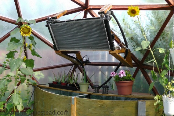 Using a Car Radiator for Heating and Cooling a Greenhouse 