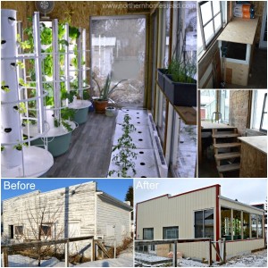 This food production garage is a greenhouse for winter growing, well insulated, heated and planted for optimal yield in a very cold northern climate.