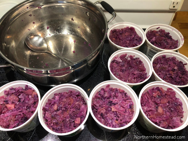 Freezing the Rotkohl for winter