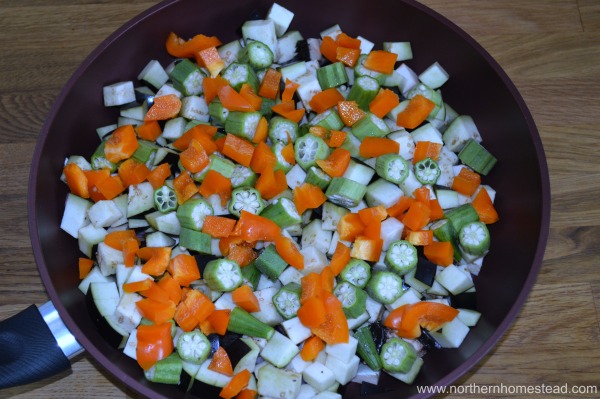 Summer veggie eggplant, pepper and okra recipe