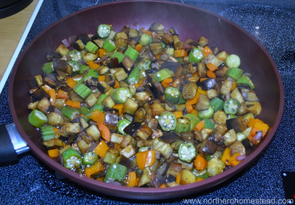 Summer veggie eggplant, pepper and okra recipe