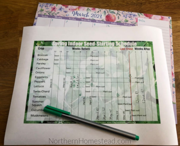 Indoor seed starting schedule for the greenhouse